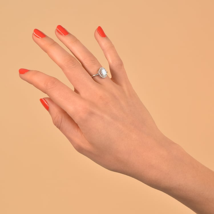 Prsteň s moissanitom a lab-grown diamantmi Pitya 105577