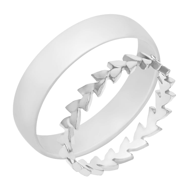 Prsteň v tvare lístečkov a pánský komfortný prsteň z bieleho zlata