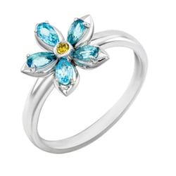 Zásnubný prsteň s nezábudkou s topásmi a diamantom Susanne