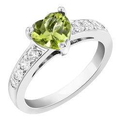 Strieborný prsteň s olivínom a zirkónmi Dalhie