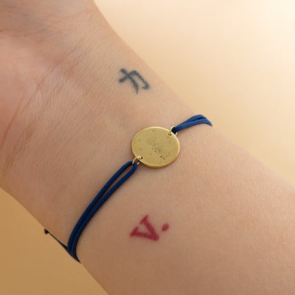 Strieborný povrázkový náramok Malý princ s ružou a gravírom