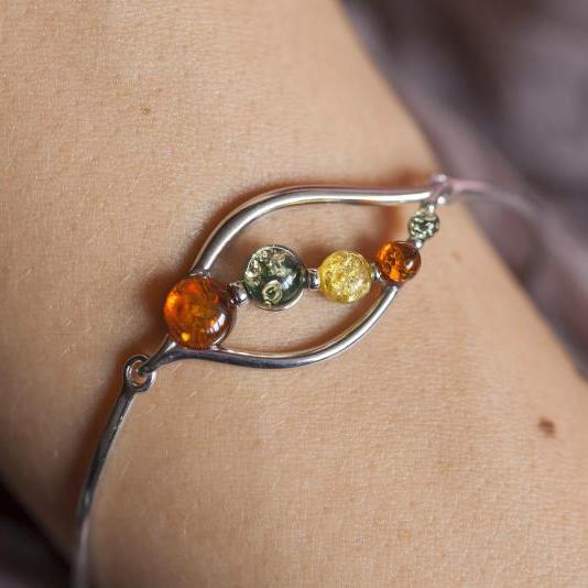 Náramok s farebnými jantármi 14602