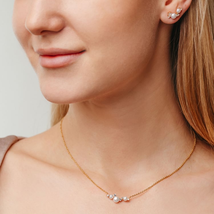 Strieborný perlový náhrdelník s bielymi topásmi Tahira 163952