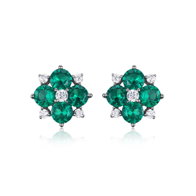 Strieborné náušnice so smaragdy a zirkónmi Lautaro