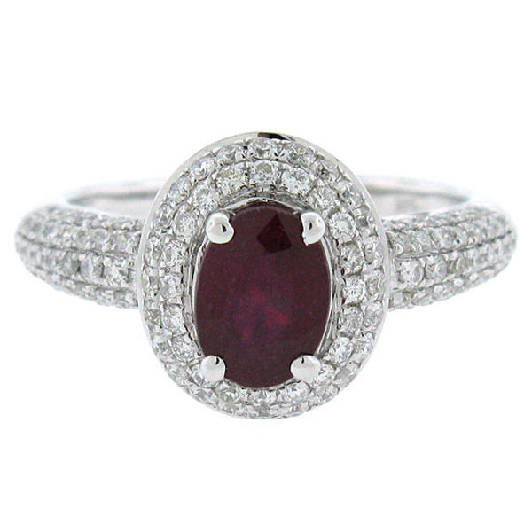 Rubínový zlatý prsteň s diamantmi