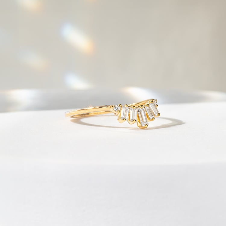 Vykrojený prsteň s baguette lab-grown diamantmi Jevon 141484