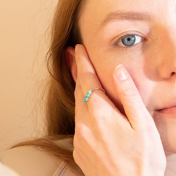 Set prsteňov zo zlata s mesačným kameňom a tyrkysmi Avani 99266