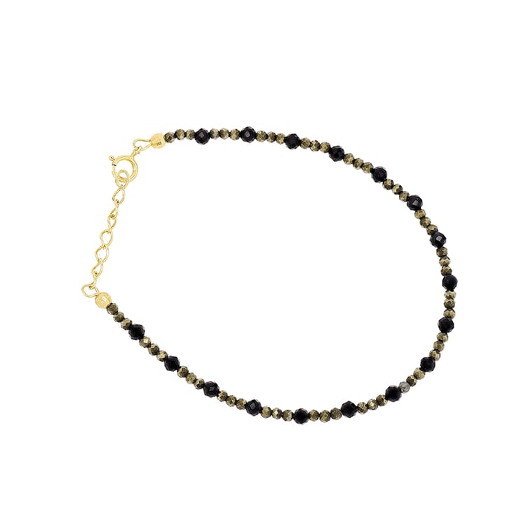 Pozlátený korálkový náramok so spinelmi a pyritmi Reina