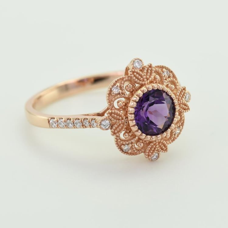 Prsteň s ametystom a diamantmi 51543