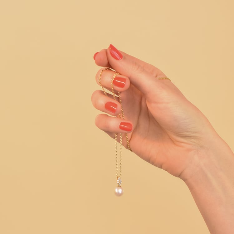 Zlatý perlový prívesok so zirkónmi Zana 104860