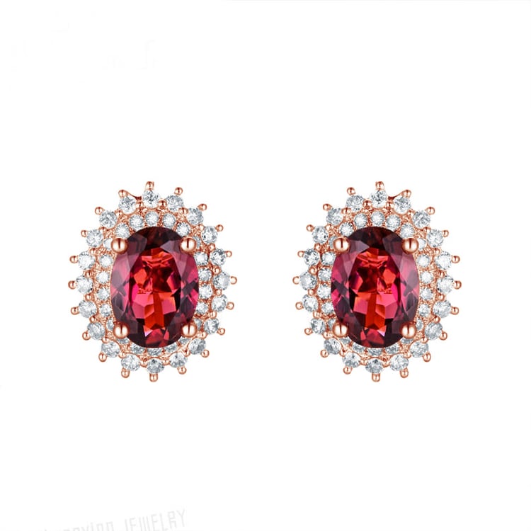 Elegantné zlaté náušnice s turmalínom a diamantmi Jobey