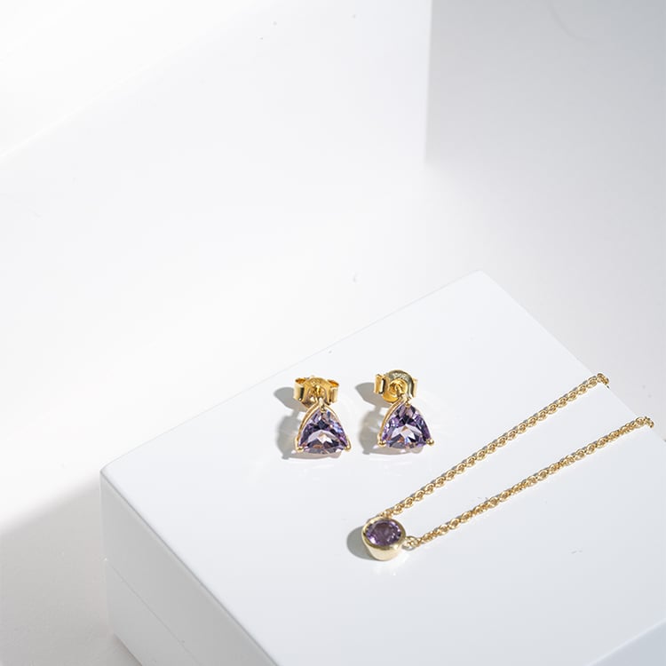 Strieborný náhrdelník s ametystom Hadley 125336