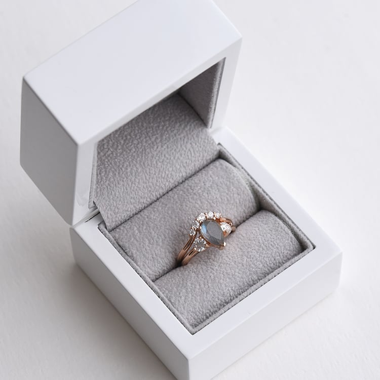 Set prsteňov s Labradorit a moissanitu 73728