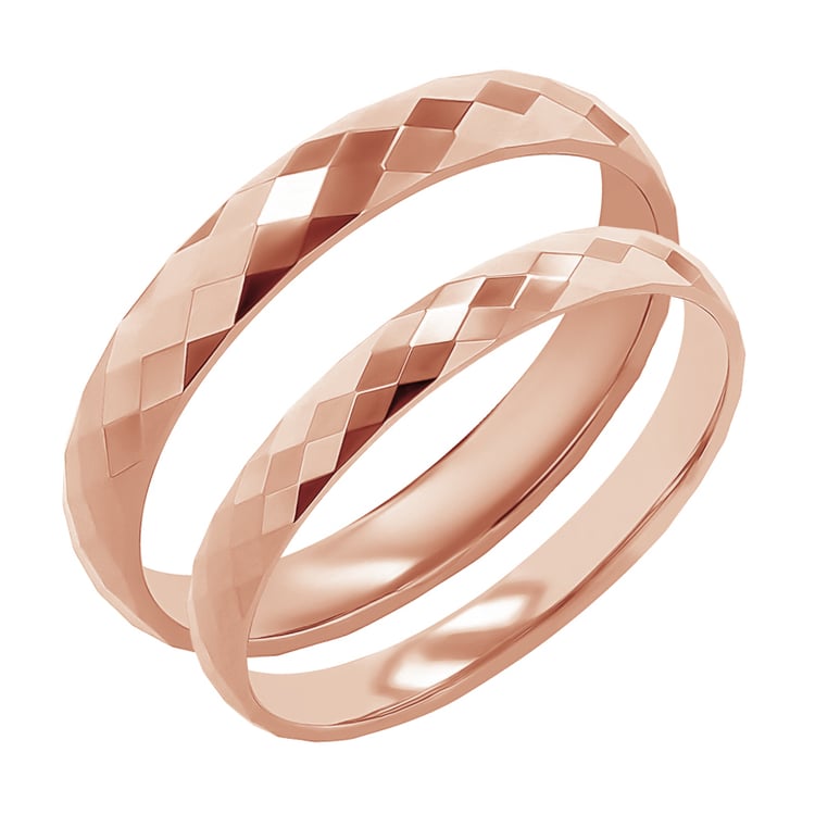 Zlaté svadobné obrúčky so vzorom Sumi 117382