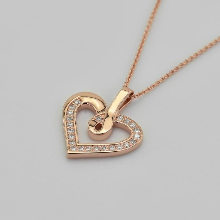 Srdiečko z ružového zlata s diamantmi 40426