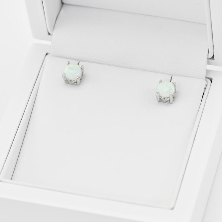 Strieborné náušnice s round opálmi Kristya 17486