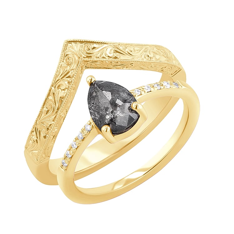 Set prsteňov so salt and pepper diamantom a lab-grown diamantmi Munro 126888