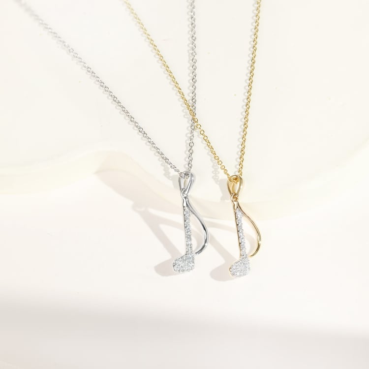 Zlatý prívesok s lab-grown diamantom v tvare noty 164914