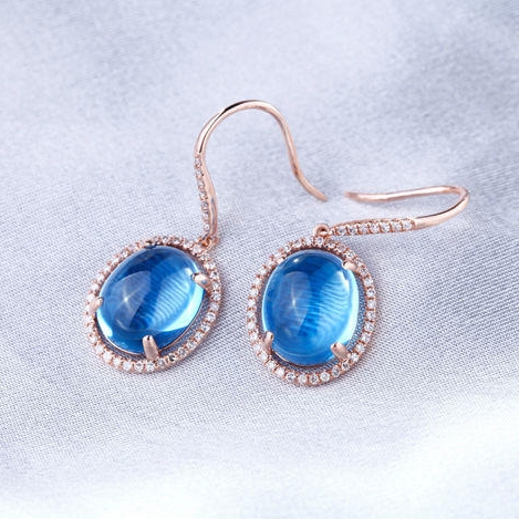 Náušnice s topasy a diamantmi 2446