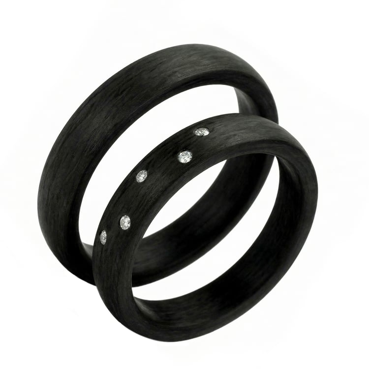 Karbónové svadobné obrúčky s diamantom Lola