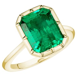 Zlatý bezel prsteň s emerald lab-grown smaragdom Kayla