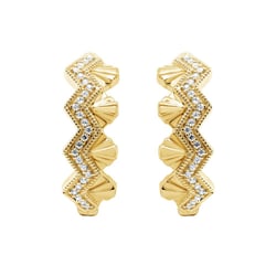 Zlaté neobvyklé kruhové náušnice s lab-grown diamantmi Alva