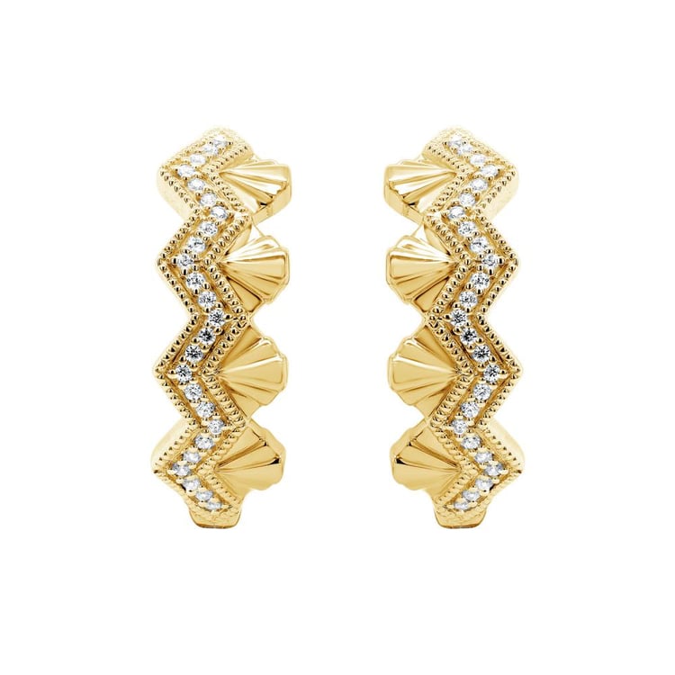 Zlaté neobvyklé kruhové náušnice s lab-grown diamantmi Alva 160962