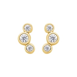 Moderné zlaté náušnice s guľatými diamantmi Ebba