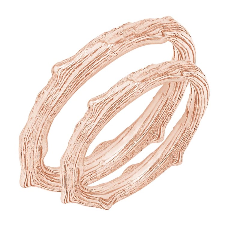 Svadobné obručky v tvare vetvičiek z ružového zlata 81776