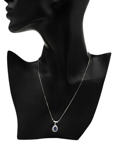 Náhrdelník so zafírom a diamantmi platinový 1747