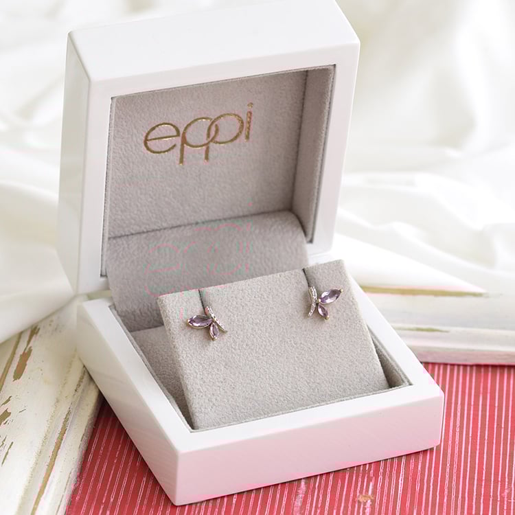 Ametystové náušnice zo zlata s diamantmi 87430