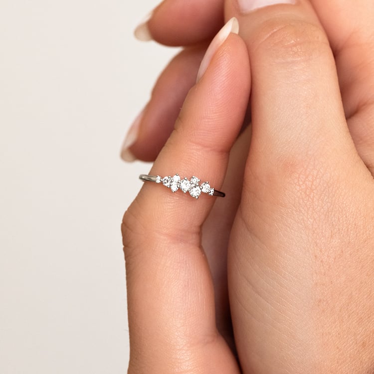 Cluster prsteň s moissanitmi Isolde 144739