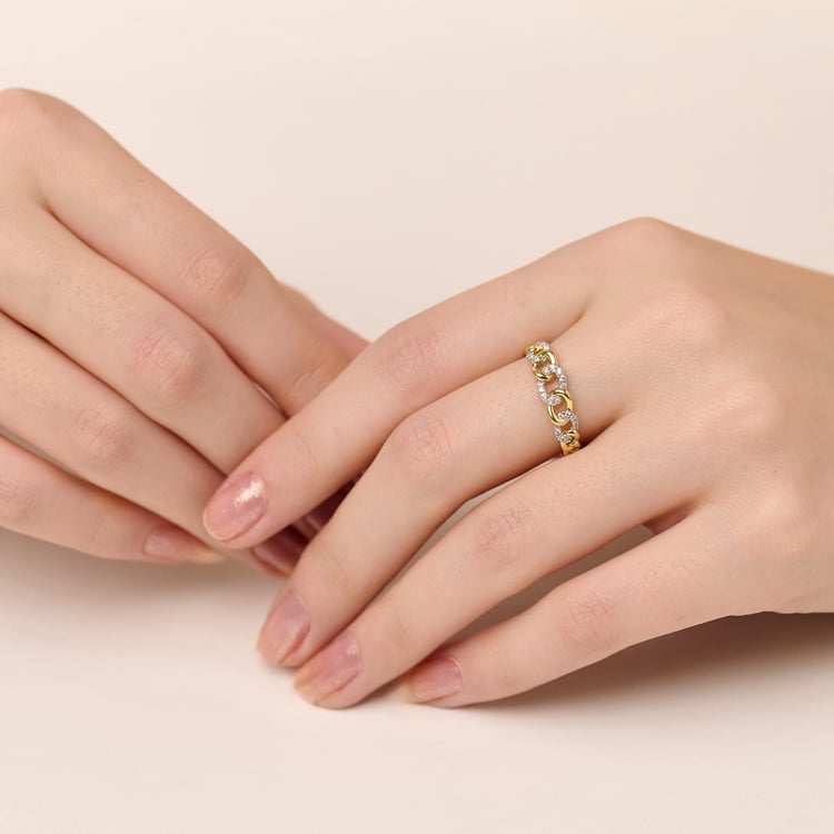 Zlatý prepletený prsteň s prírodnými diamantmi Rakhi 165542