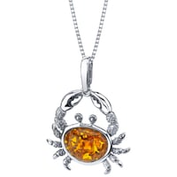 Strieborný prívesok v tvare kraba s jantárom Rajko