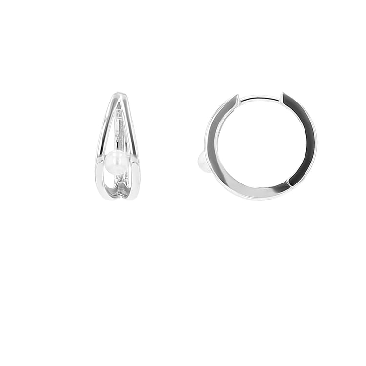 Strieborné kruhové náušnice s perlami Ariana