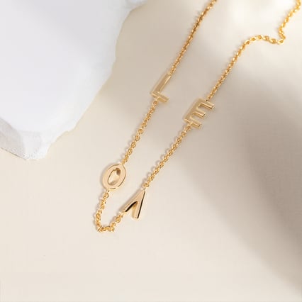 Strieborný náhrdelník s písmenkami LOVE Lupe