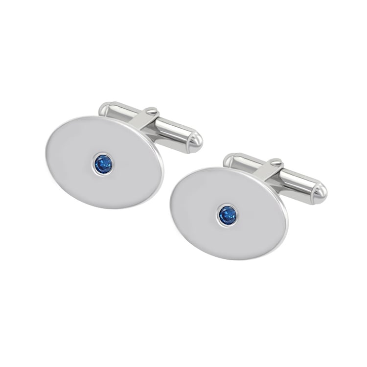 Strieborné manžetové gombíky s modrými diamantmi Adiel