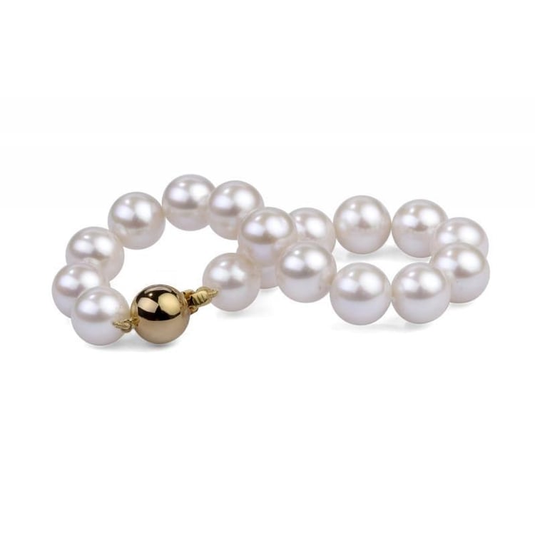 Zlatý náramok s bielymi 10-10.5mm perlami Ivory