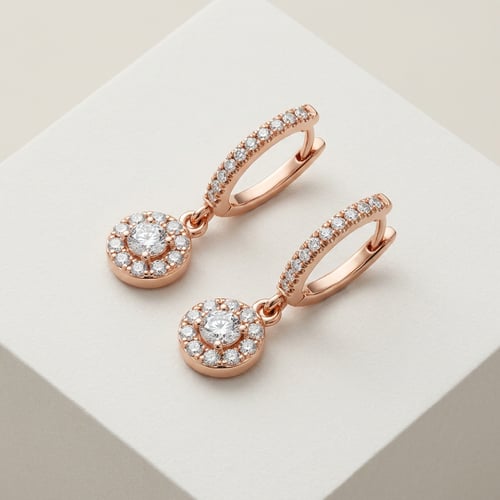 Zlaté kruhové náušnice s 0.09ct lab-grown diamantom Namita