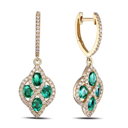 Náušnice plné diamantov a smaragdov Edlyne