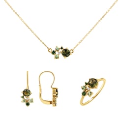 Set cluster šperkov s vltavínmi, zafírmi a diamantmi Zino