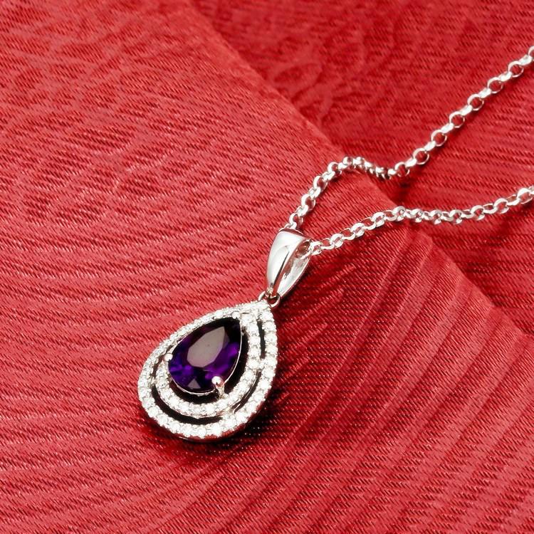 Zlatý náhrdelník s pear ametystom 5284