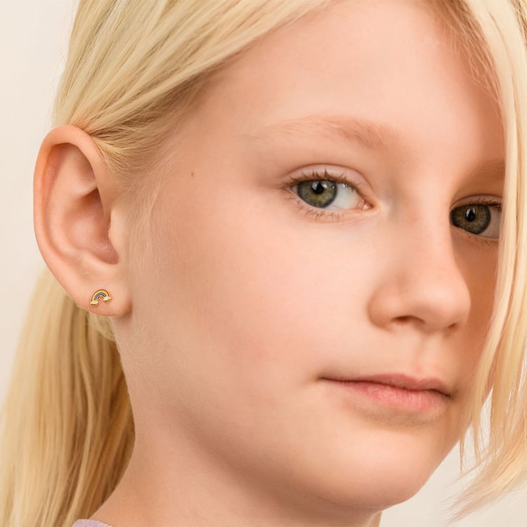 Zlaté detské náušnice v tvare dúhy Marigold 164373