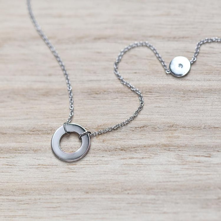 Strieborný kruhový náhrdelník s diamantom Barney 103789