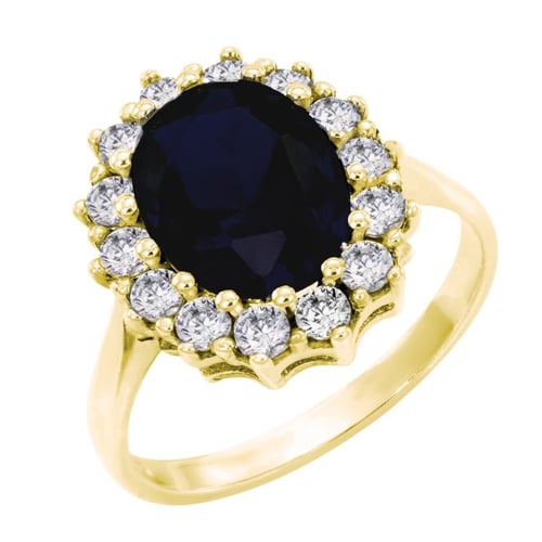 Prsteň s modrým zafírom a diamantmi Zanite