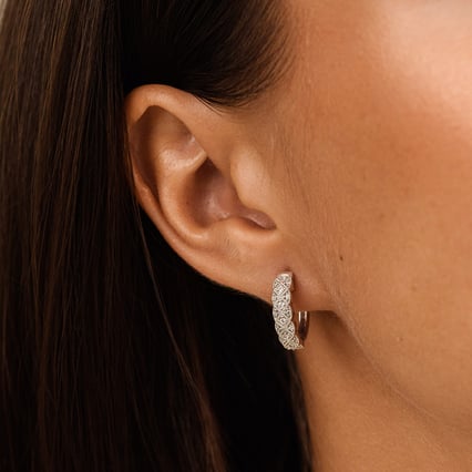 Strieborné kruhové náušnice s diamantmi Laura