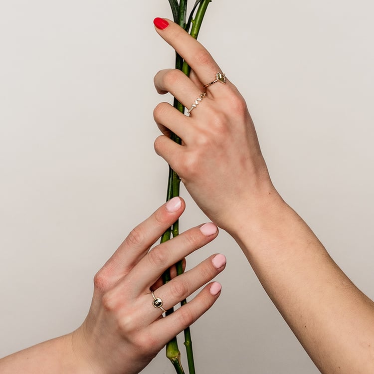 Prsteň s emerald salt and pepper diamantom a lab-grown diamantmi Miriam 97073