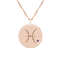 Zlatý prívesok so znamením a ametystom Ryby