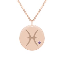 Zlatý prívesok so znamením a ametystom Ryby