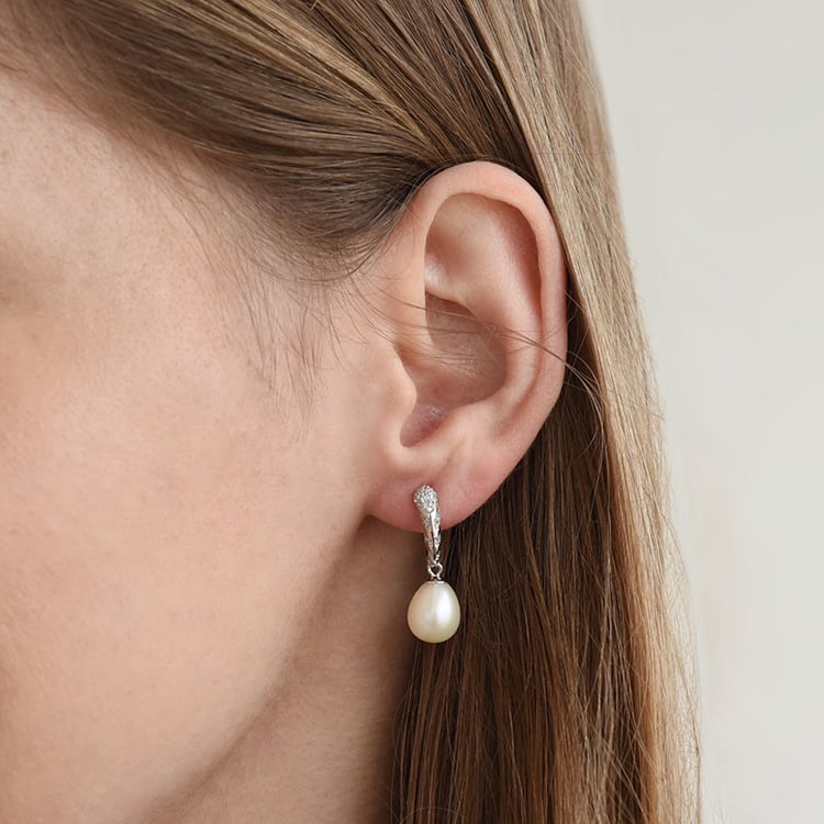 Visiace náušnice s perlami a zirkónmi 88041